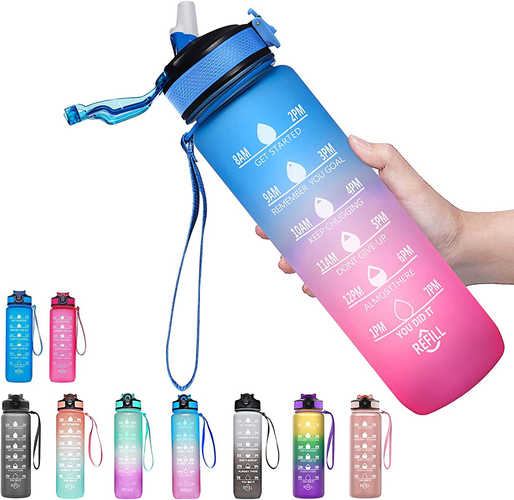 Smart Water Bottle Tracker - Botella de agua deportiva motivacional, botellas