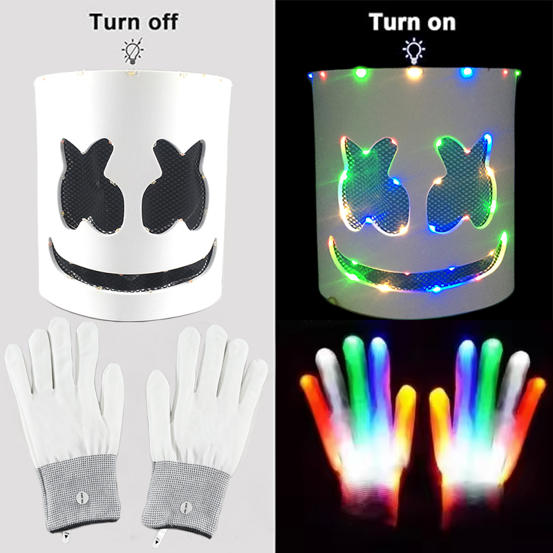 Led Gloves Music - Máscara y guantes con luz Led